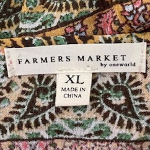 Farmer's Market by One World XL Neck Plunge Asymmetrical Boho Top - Picture 5 of 7